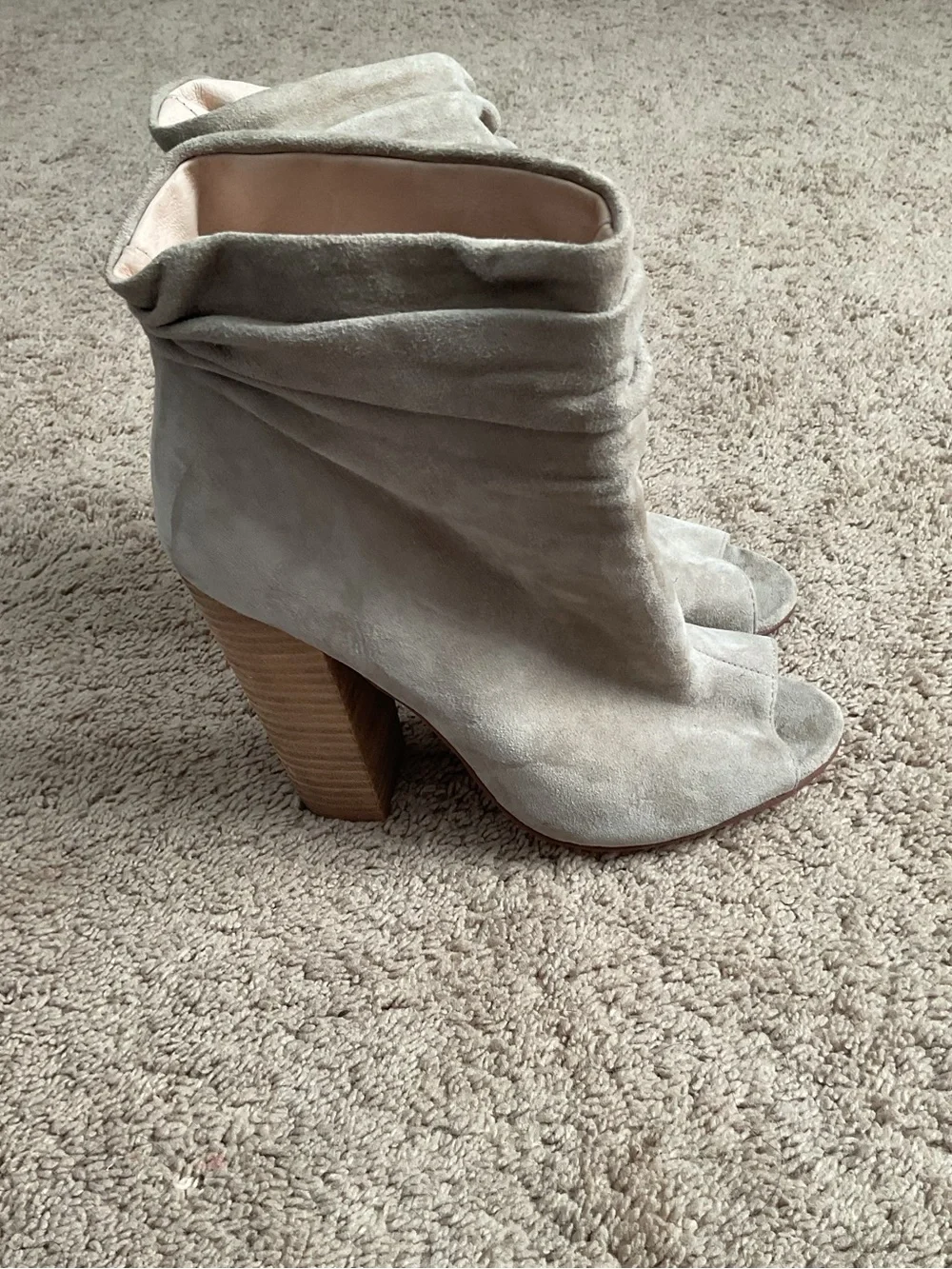 Chinese Laundry Women's Suede Peep-Toe Slouch Booties - Light Taupe